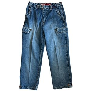 Pepe Jeans London Vintage Cargo Denim Pants Mens 35x31 Medium Wash Blue UK 90s